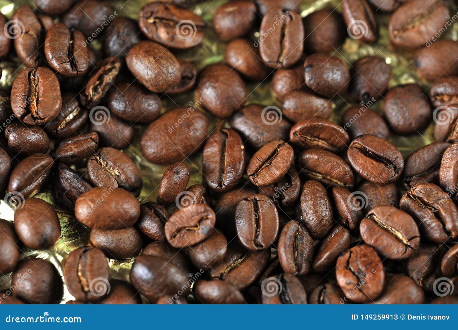 Coffee Beans on Gold Background Stock Image Image of black, beans