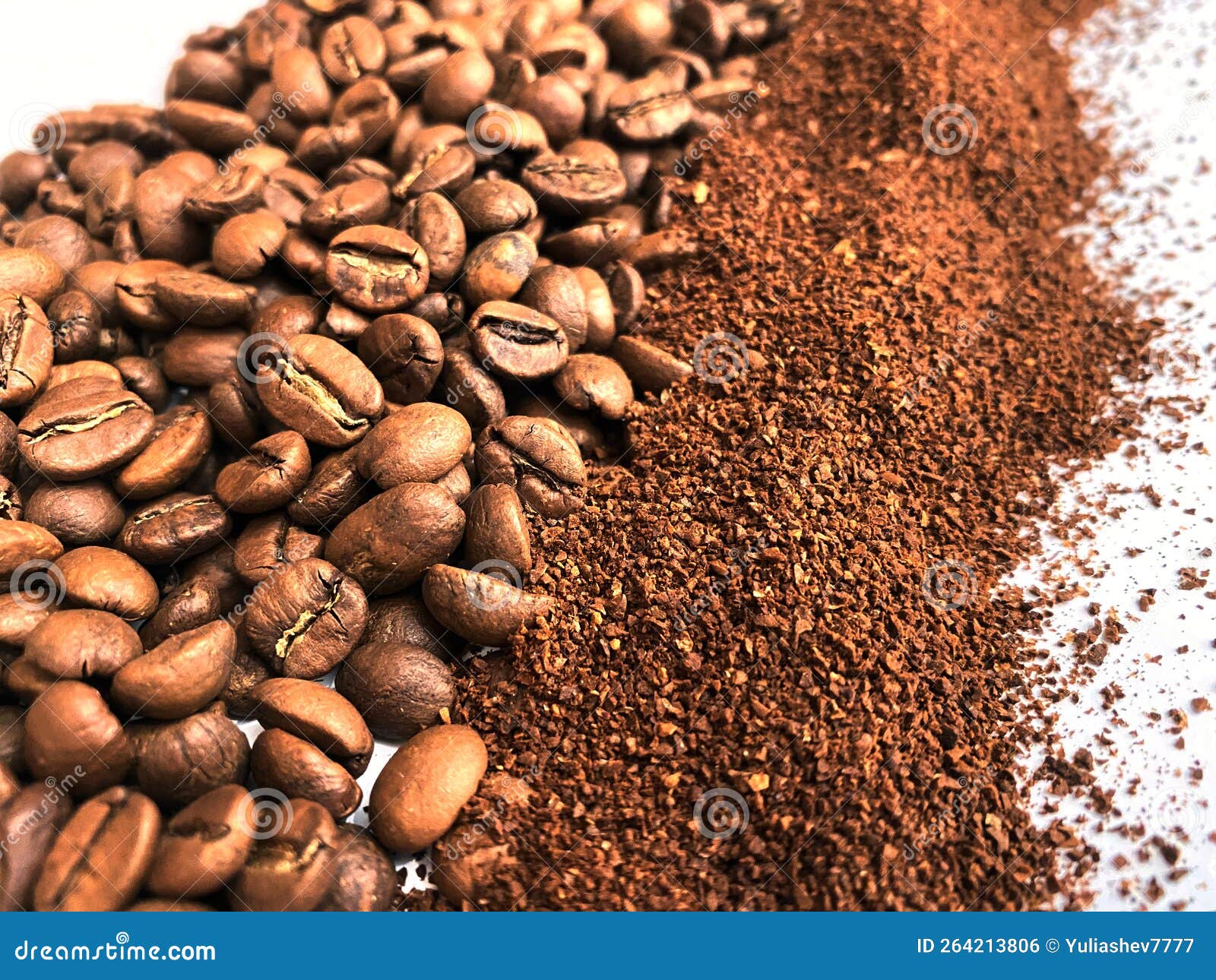Coffee Beans and Ground Coffee Stock Photo Image of beans, coffea