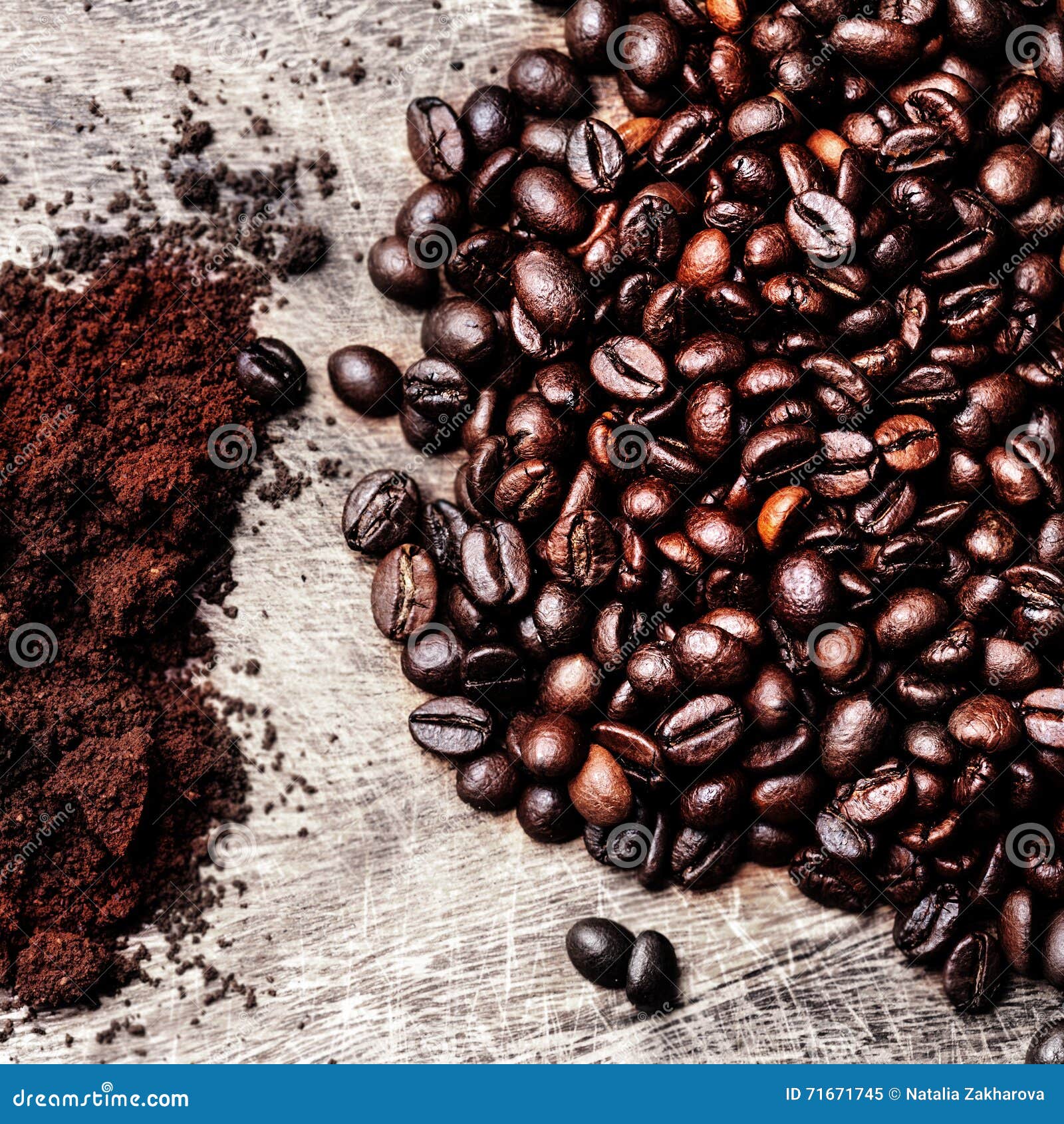 Coffee Beans/ Ground Coffee Top View Image / Natural Coffee Back Stock