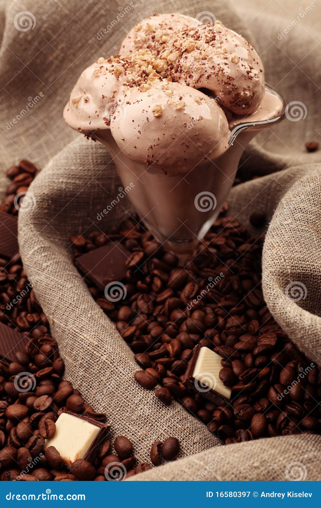 Coffee beans and icecream stock image. Image of close 16580397
