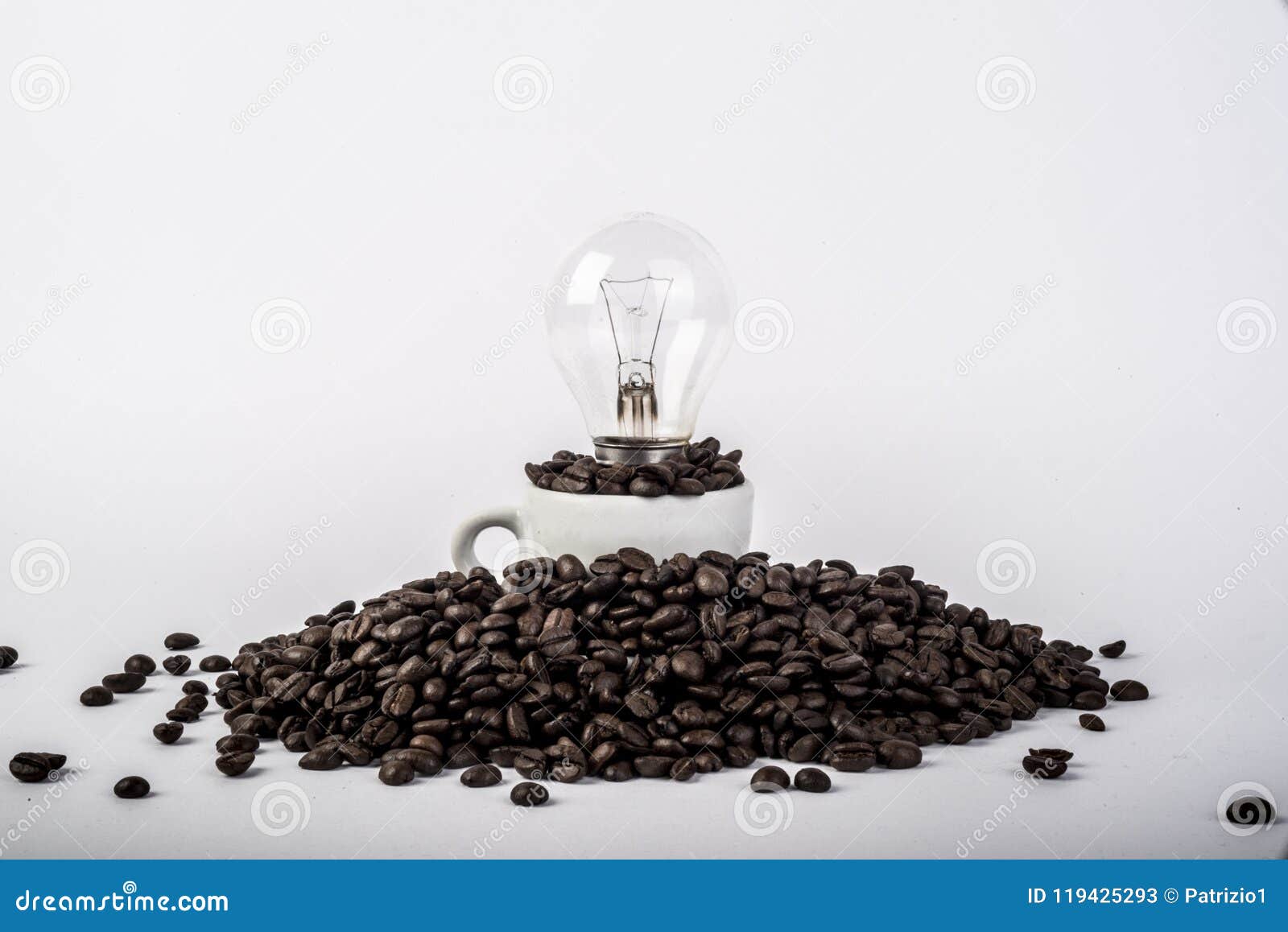 Coffee Beans with Lamp in the Cup Stock Image Image of nuts, white