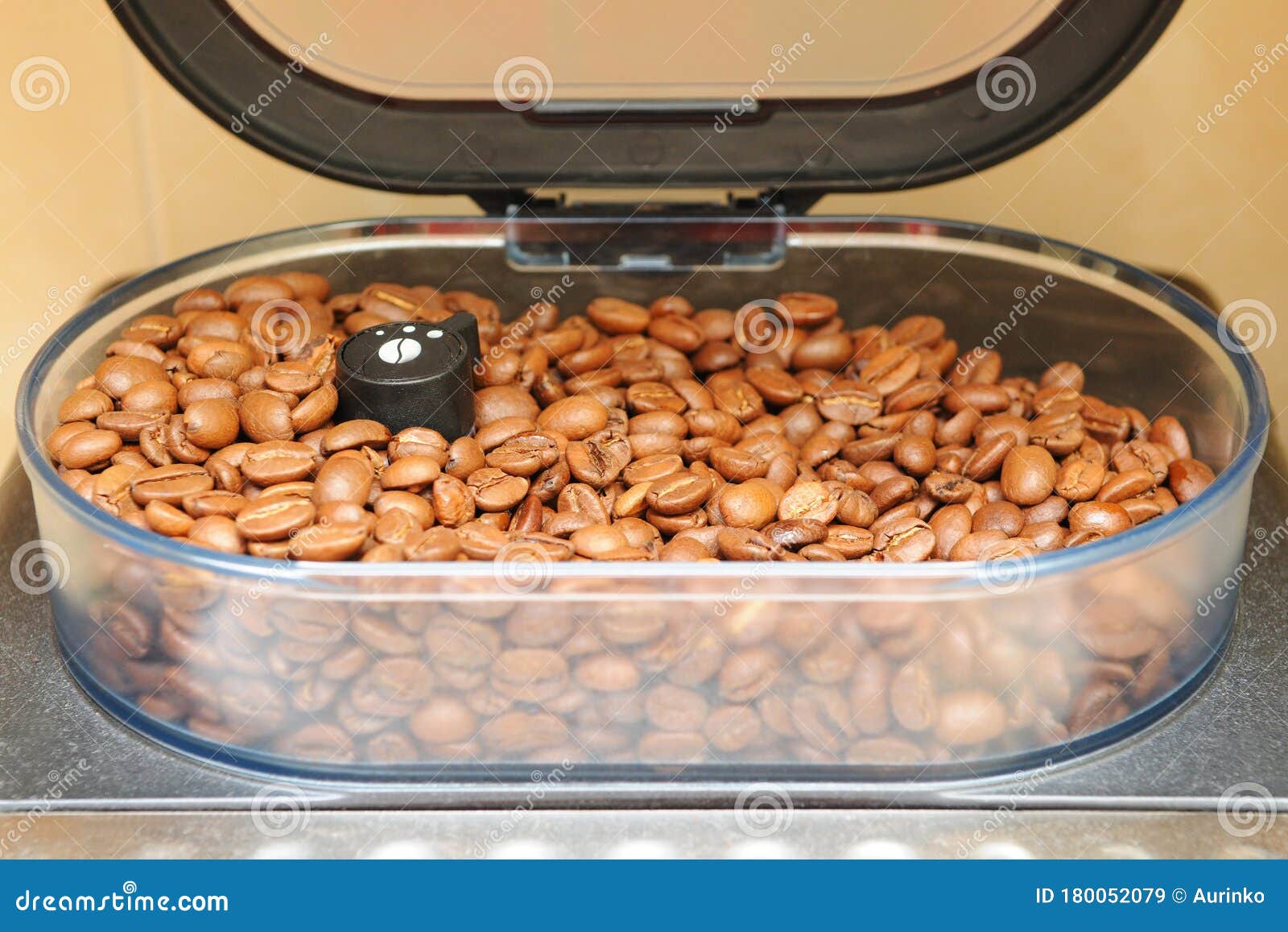Coffee Beans in the Coffee Machine Stock Image Image of brown, food