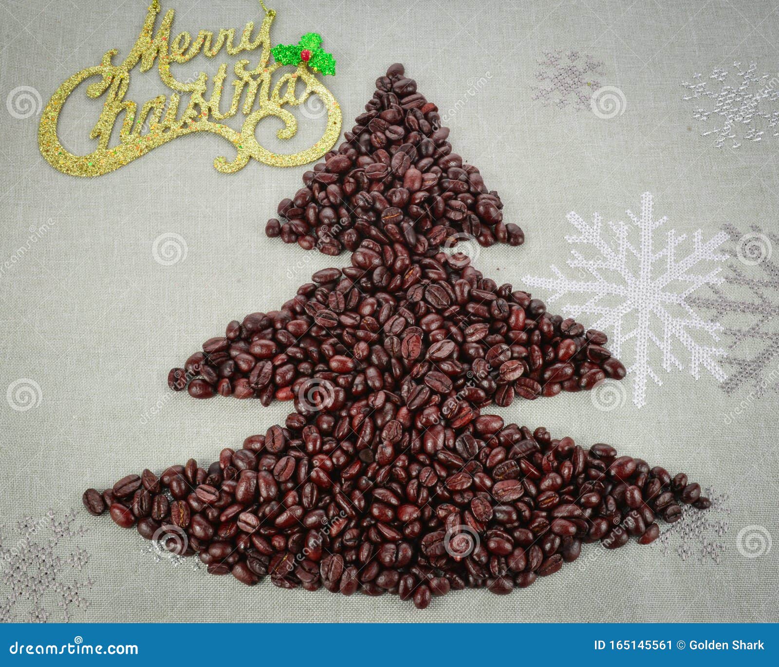 Coffee Beans Merry Christmas and 2020 Happy New Year Stock Image