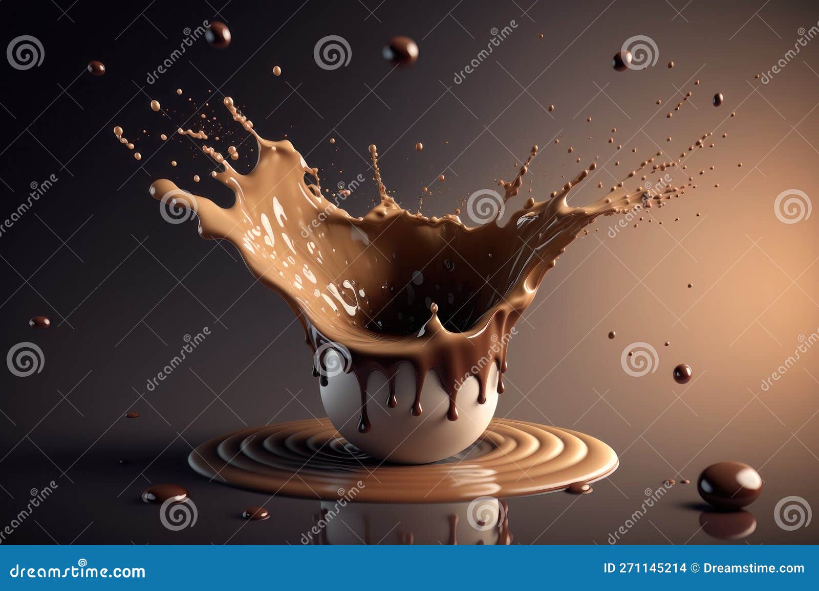 Coffee Beans and Milk Falling into Splash of Coffee. AI Generation