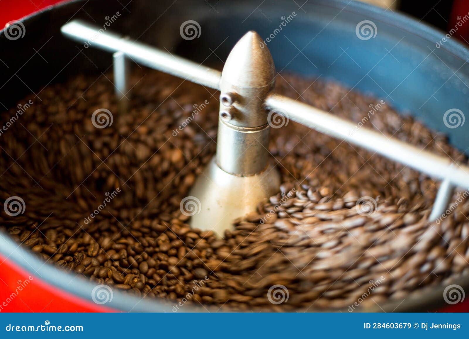 Coffee Beans in a Professional Commercial Coffee Roasting Machine Stock