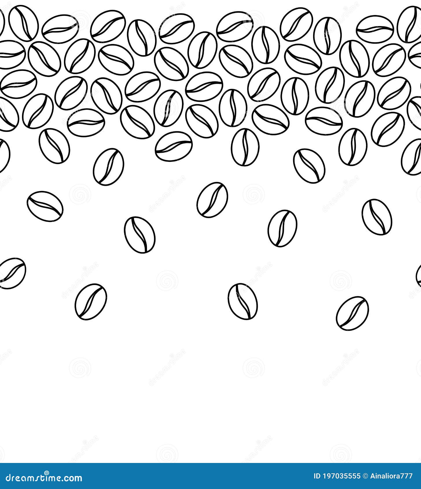 Coffee Beans Seamless Pattern. Hand Drawn Doodle Black