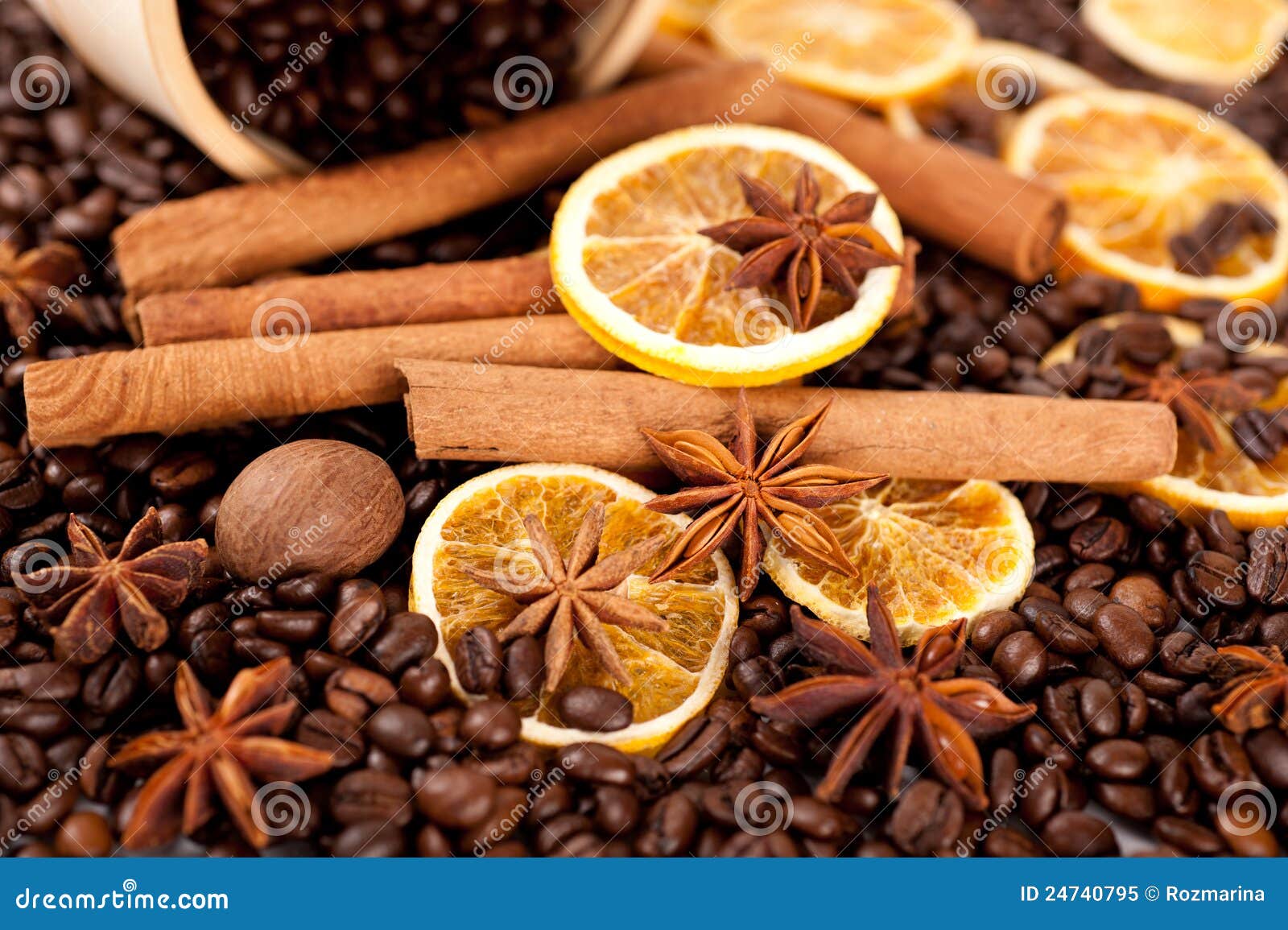 Coffee beans with spices stock image. Image of closeup 24740795