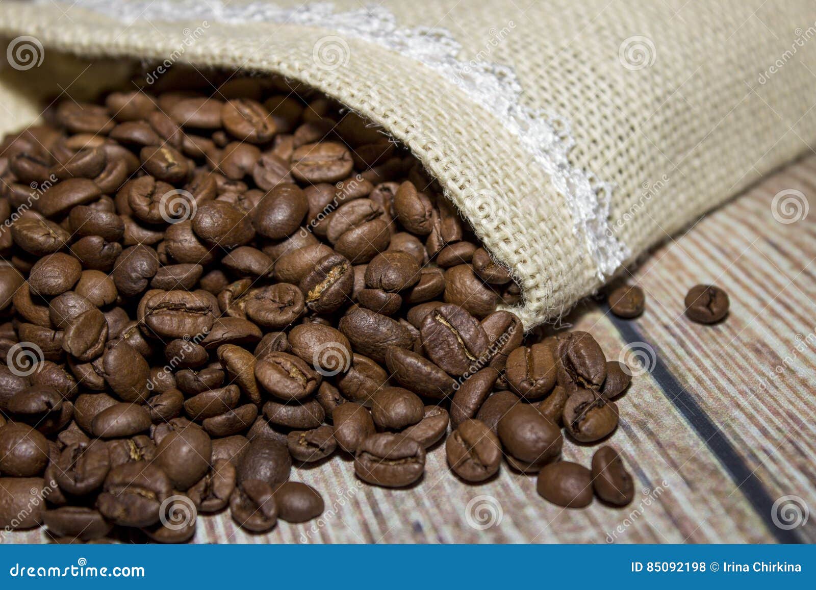 Coffee Beans Spilled Out of the Bag Stock Photo Image of bean