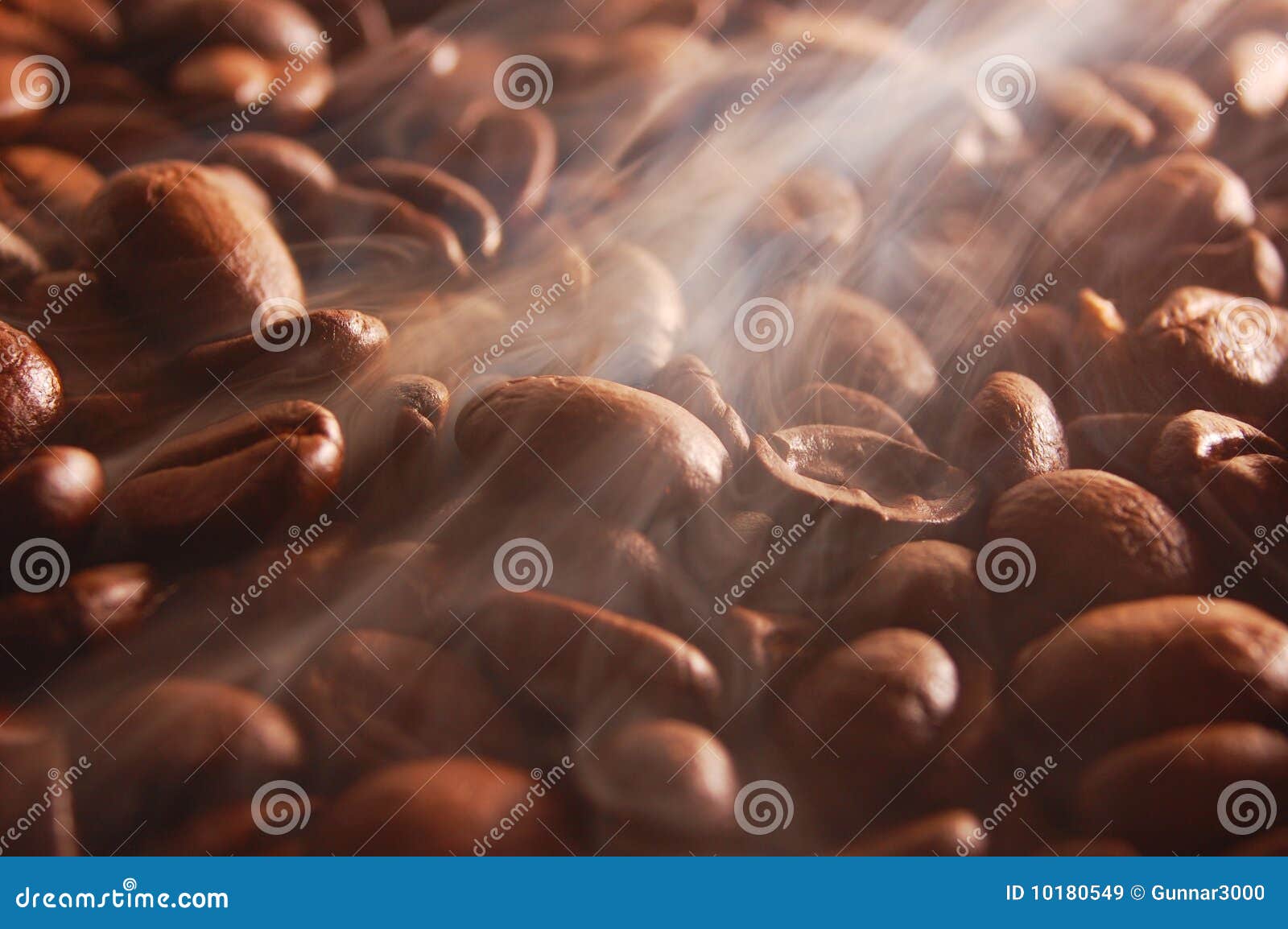 Coffee beans with steam stock image. Image of food, roast 10180549