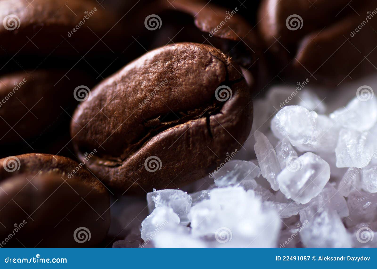 Coffee Beans on Sugar Granules Stock Image Image of grains, black