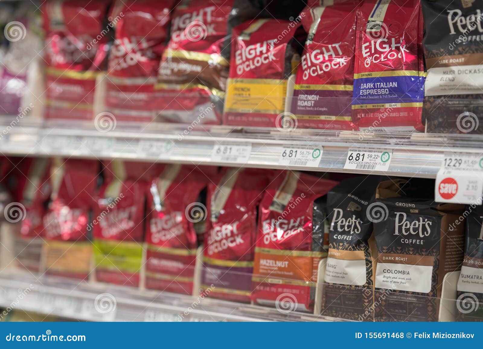 Coffee Beans at a Supermarket Shelf Editorial Stock Photo Image of