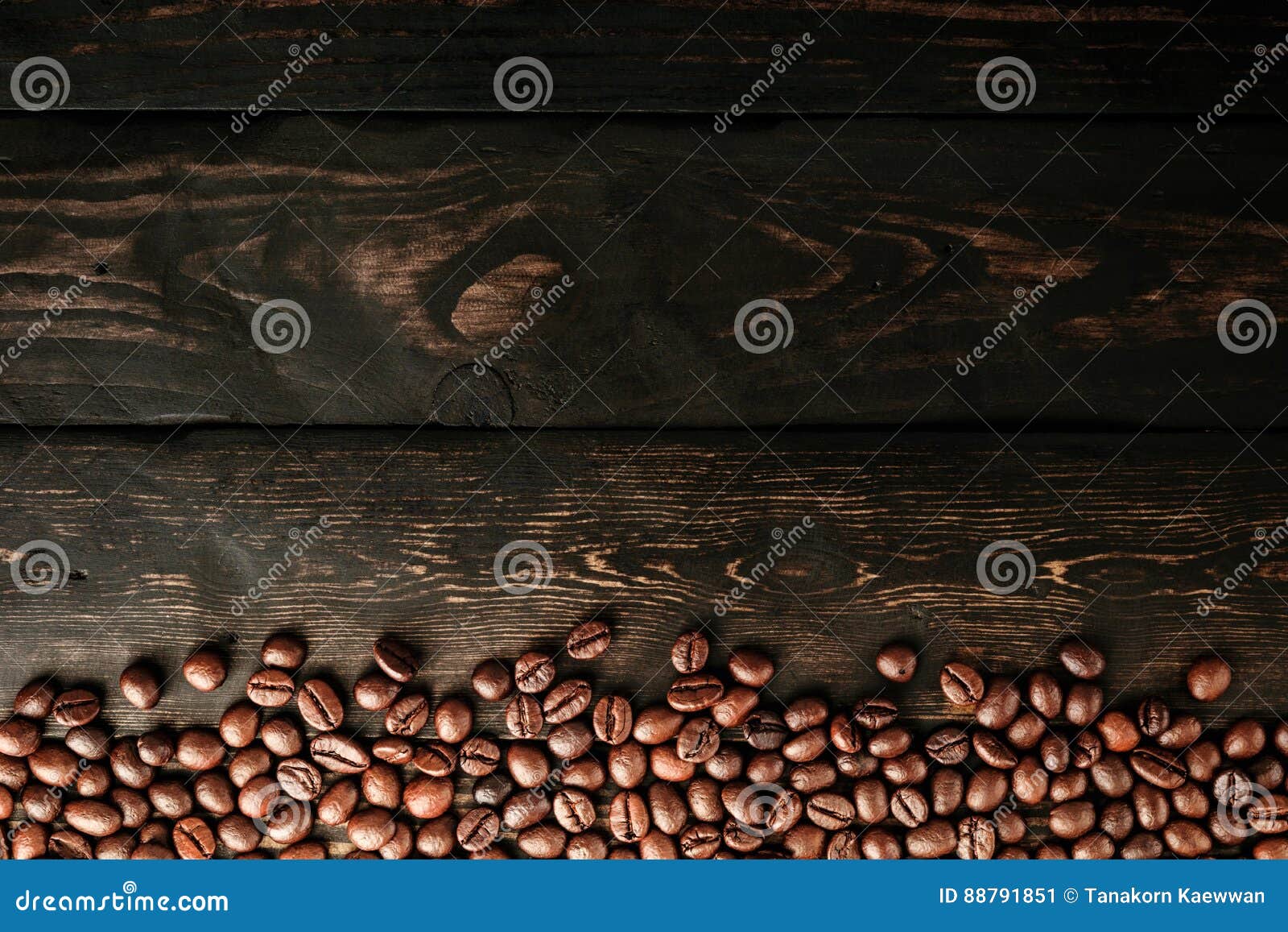 Coffee Beans on Table Black Wood. Stock Image Image of background