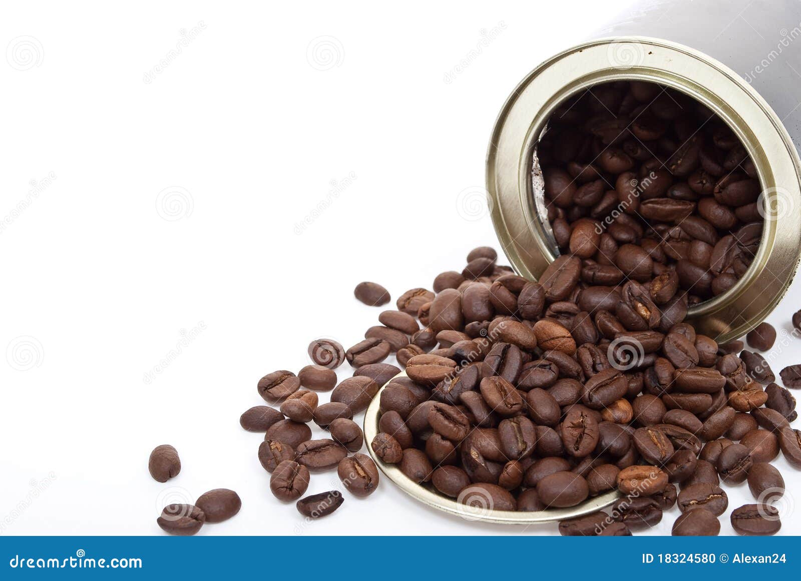 Coffee beans in tin can stock photo. Image of cappuccino 18324580
