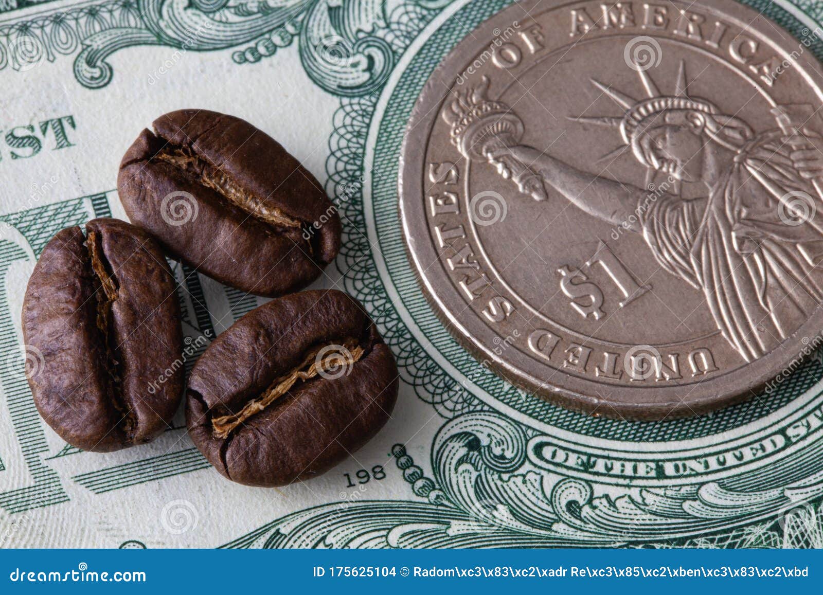 Coffee Beans and US Dollars. Fair Trade Stock Photo Image of banking