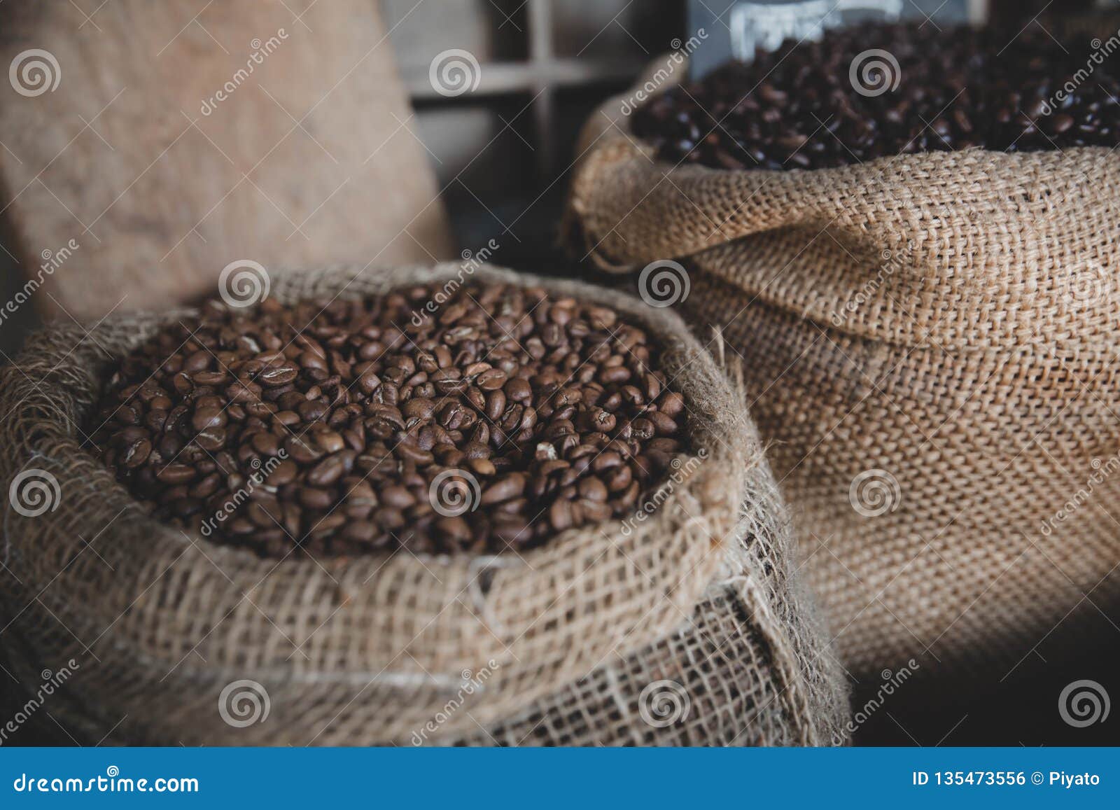 Coffee Beans in Vintage Bag Stock Photo Image of beans, espresso
