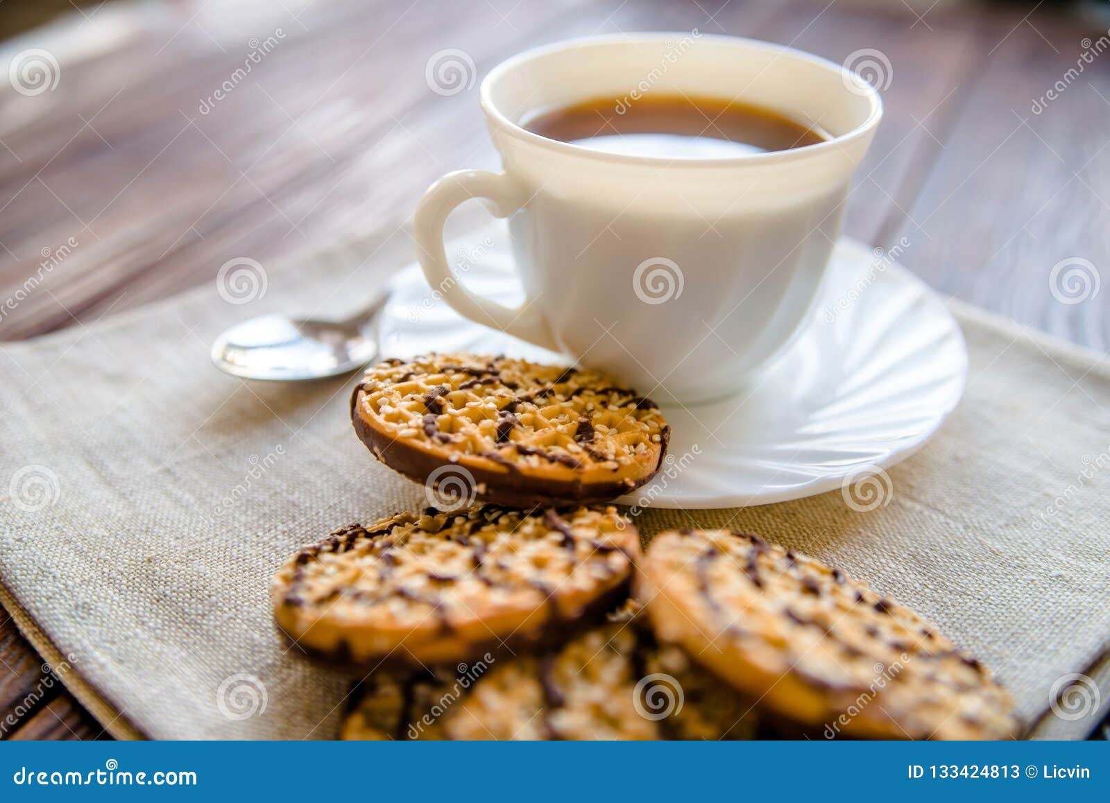 Coffee with biscuits stock image. Image of coffee, wood 133424813