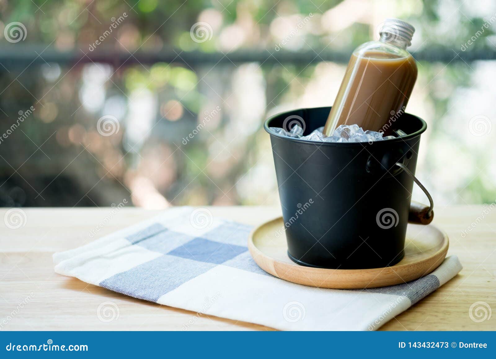 Download Coffee Bottle Design Mockup Served Ice Black Bucket At ...