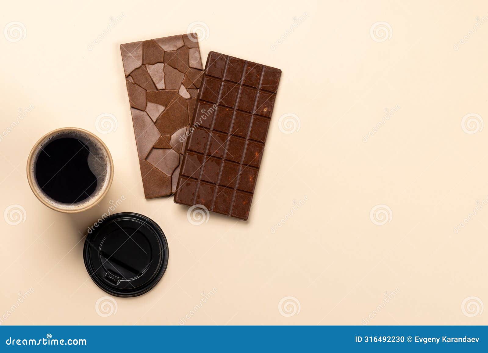 coffee break bliss: chocolate bars paired with a cup of coffee