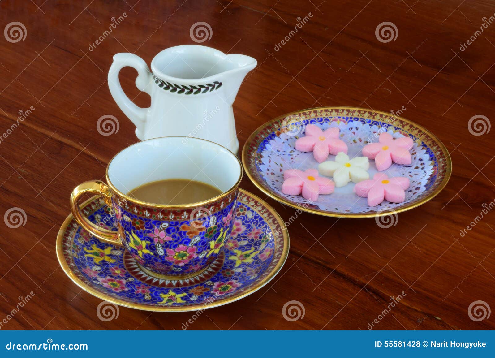 Coffee Break with Flower Cookies Stock Photo Image of flower, homemade 55581428