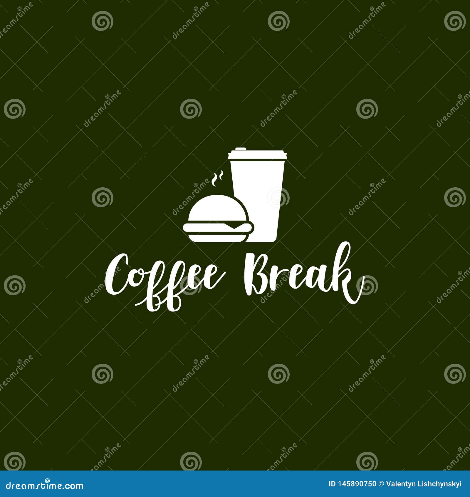 Tea Break Logo. Cafe And Tea Bar Emblem. Blue Teapot And Letters