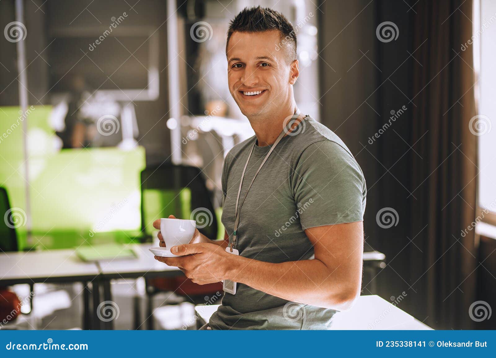 Office Worker Having Coffee while Coffee Break Stock Image - Image of ...