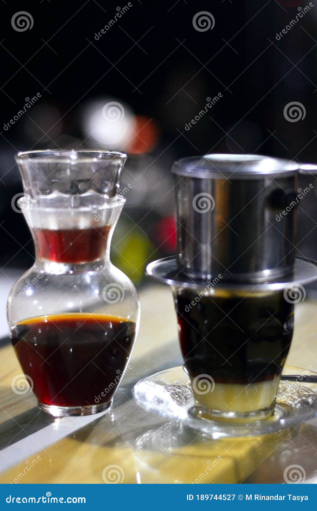 Coffee Brewed with the V60 Method and Coffee with the Vietnam Drip Milk