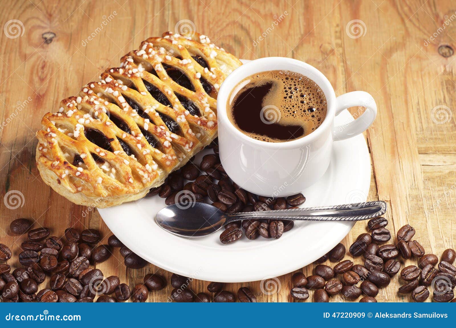 Coffee and bun with jam stock image. Image of coffee 47220909