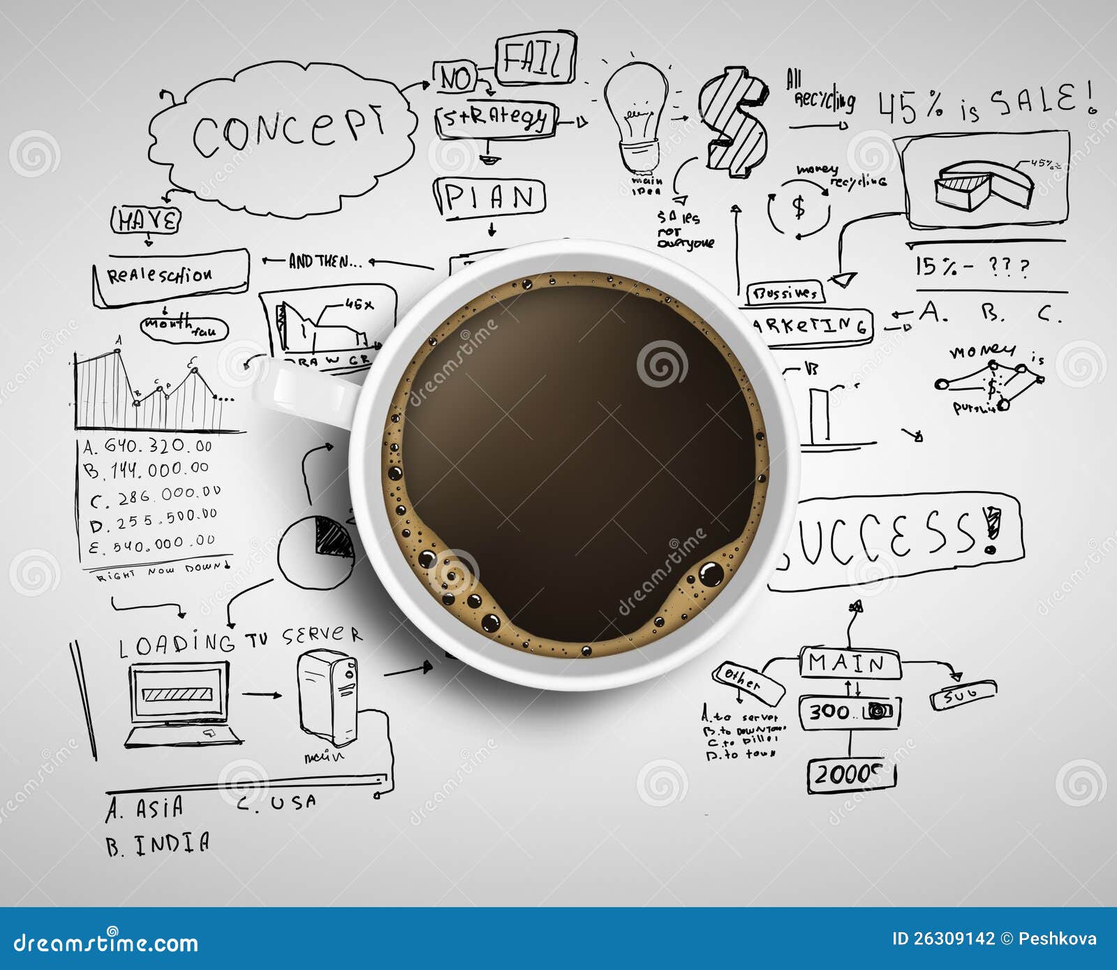 Coffee and Business Strategy Stock Illustration Illustration of