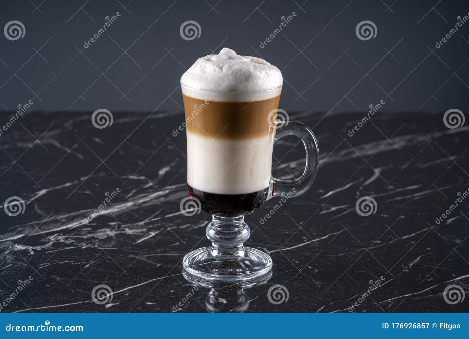 coffee cafe latte macchiato in a glass stock photo