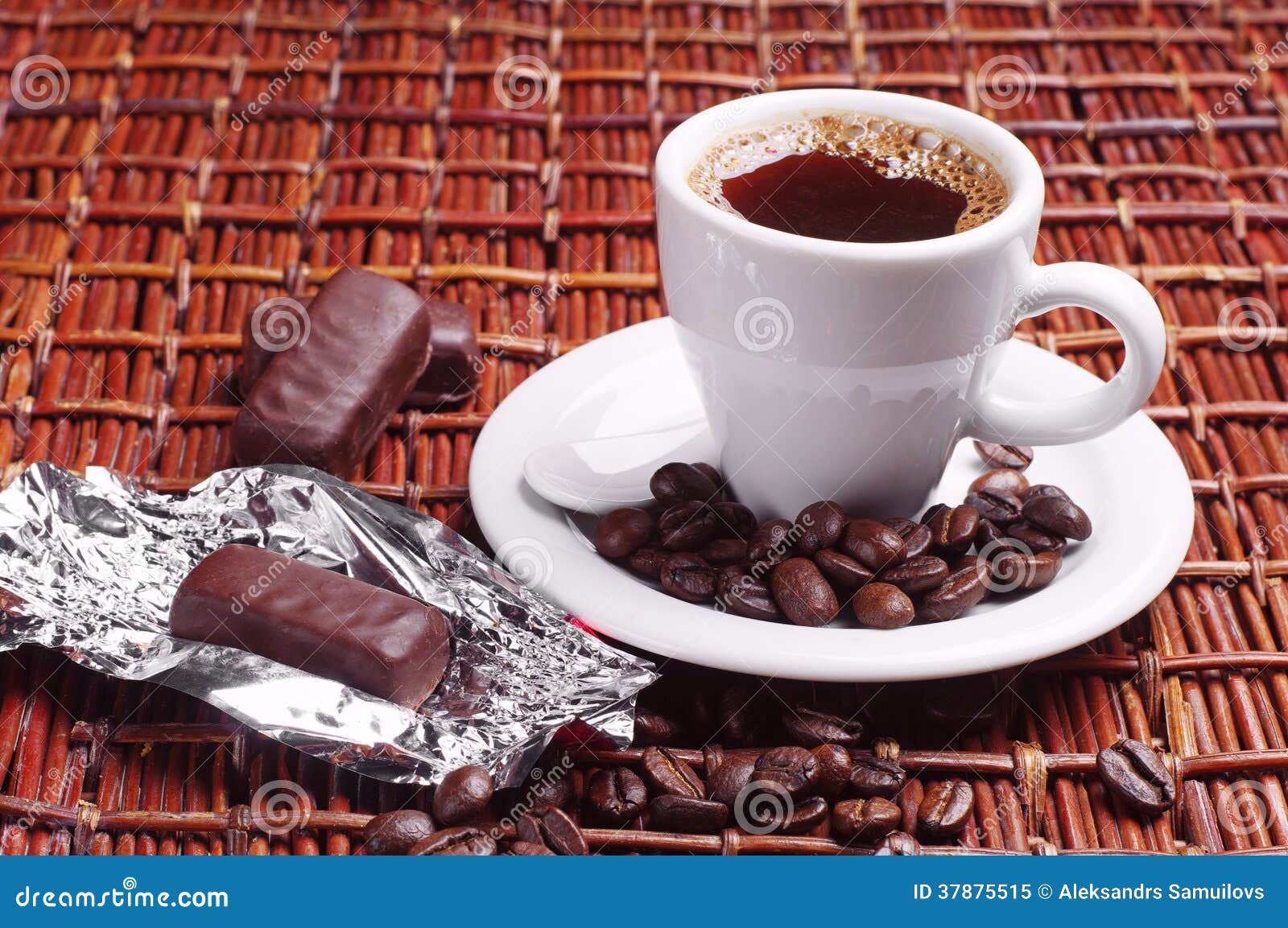 Coffee with candy stock image. Image of beans, snack 37875515