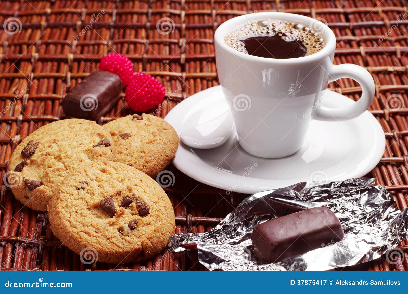 Coffee with Candy and Cookies Stock Image Image of dessert
