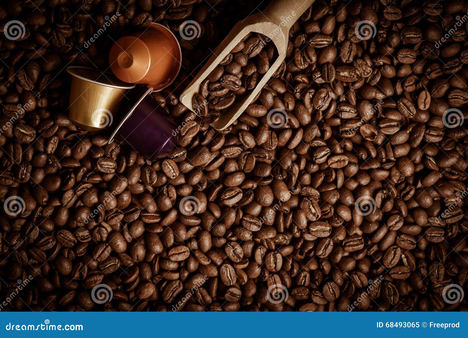 Coffee Capsule with Coffee Beans Stock Image Image of juice, brown