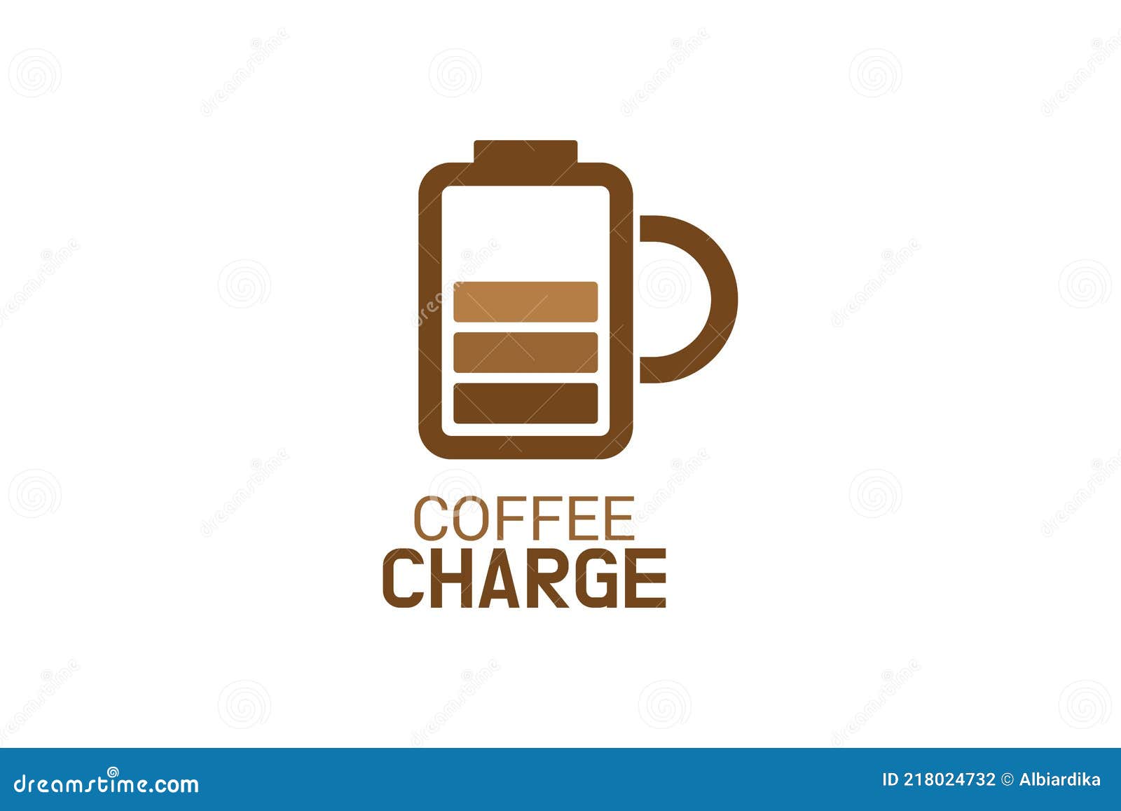 Coffee Charge Drink Brown Beverage Logo Design Illustration Stock