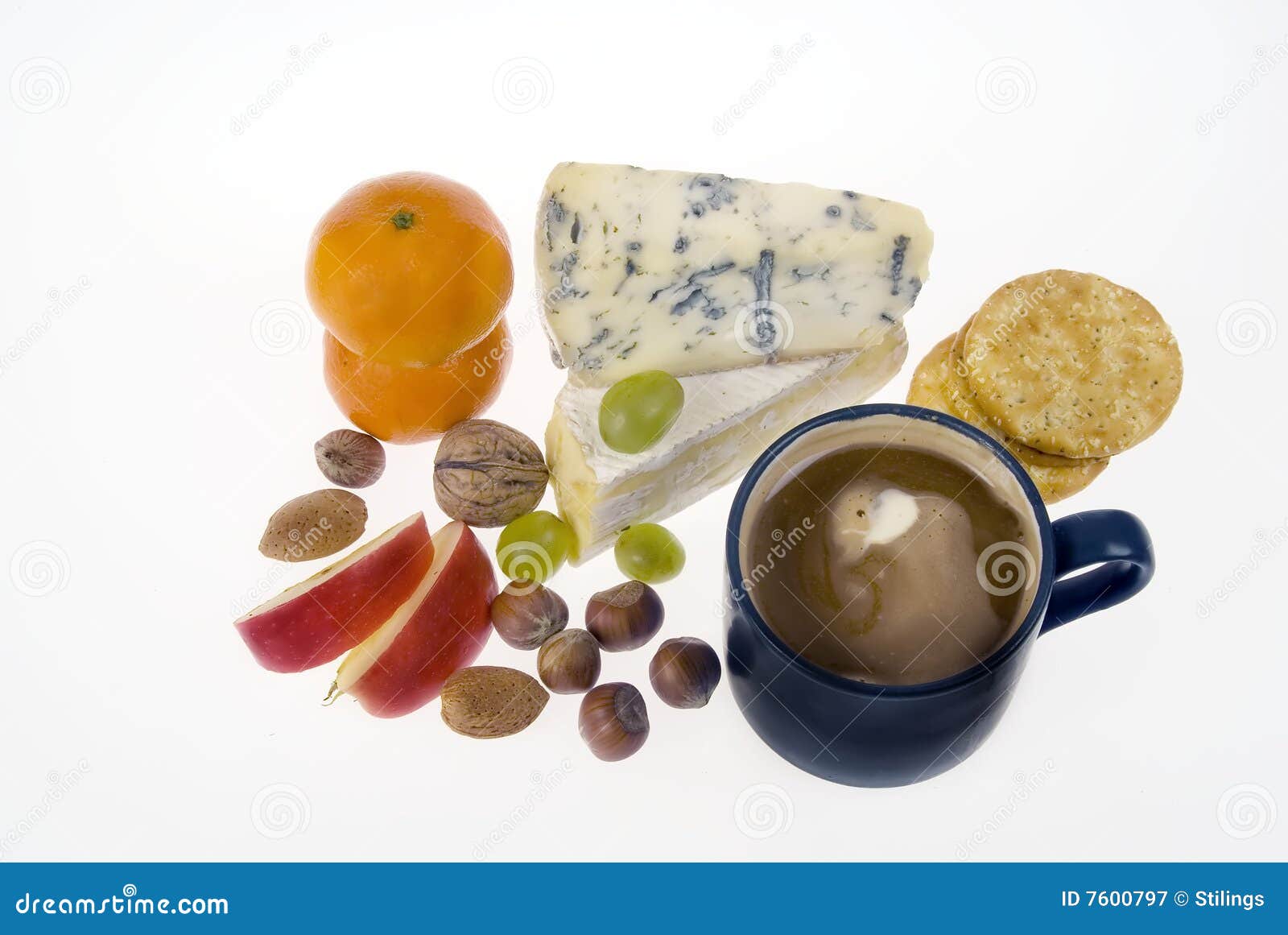Coffee, cheese, fruit stock image. Image of desert, french 7600797