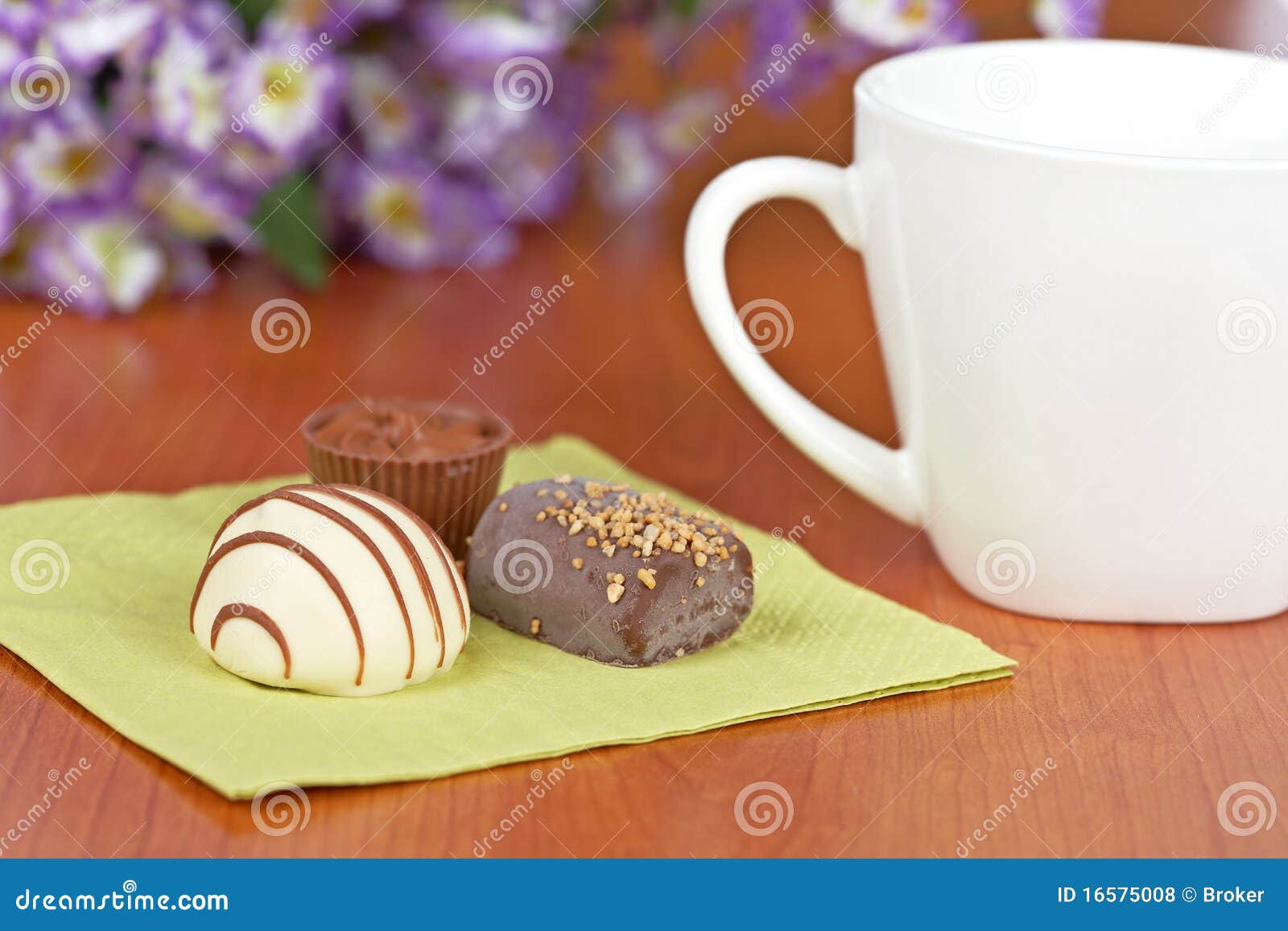 Coffee With Chocolate Candies Stock Photo Image of nice, shiny 16575008