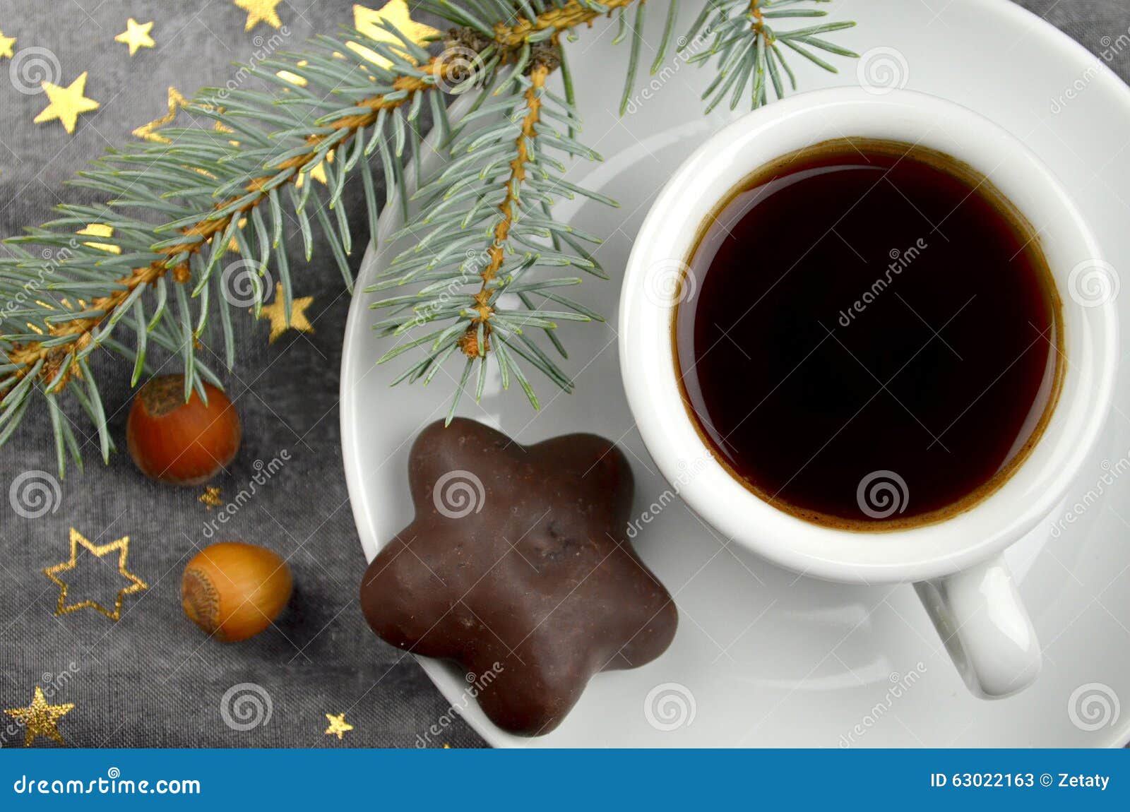 Coffee with Christmas Decorations Stock Image Image of coffee