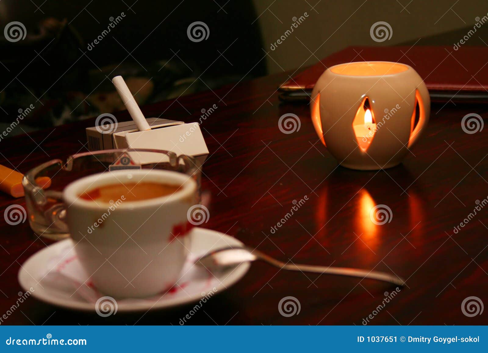 Coffee and cigarette stock image. Image of tray, night 1037651