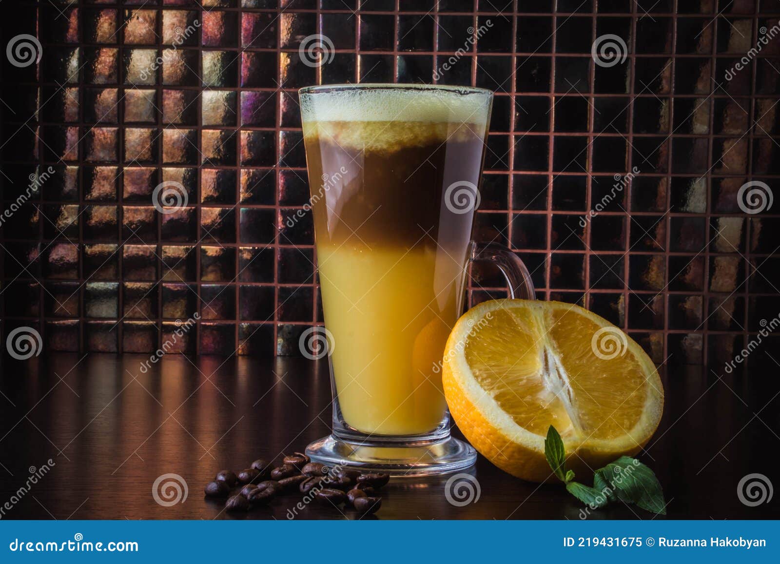 Coffee Cocktail with Orange Juice. Nonalcoholic Cocktail Stock Image