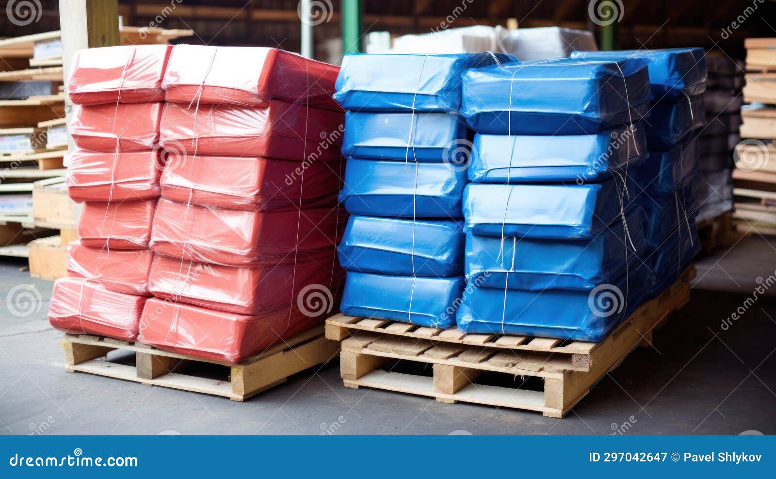Coffee Color Plastic Bags in a Warehouse, Ready To Export Stock Image