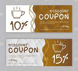 Coffee Coupon Discount Template Gift Voucher Label Banner 