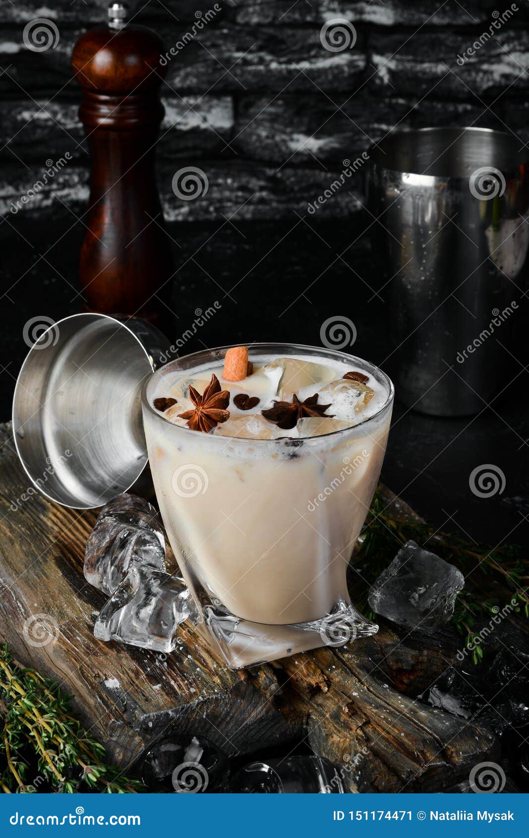 Coffee Cream Liqueur from Brandy and Whiskey. Stock Image Image of