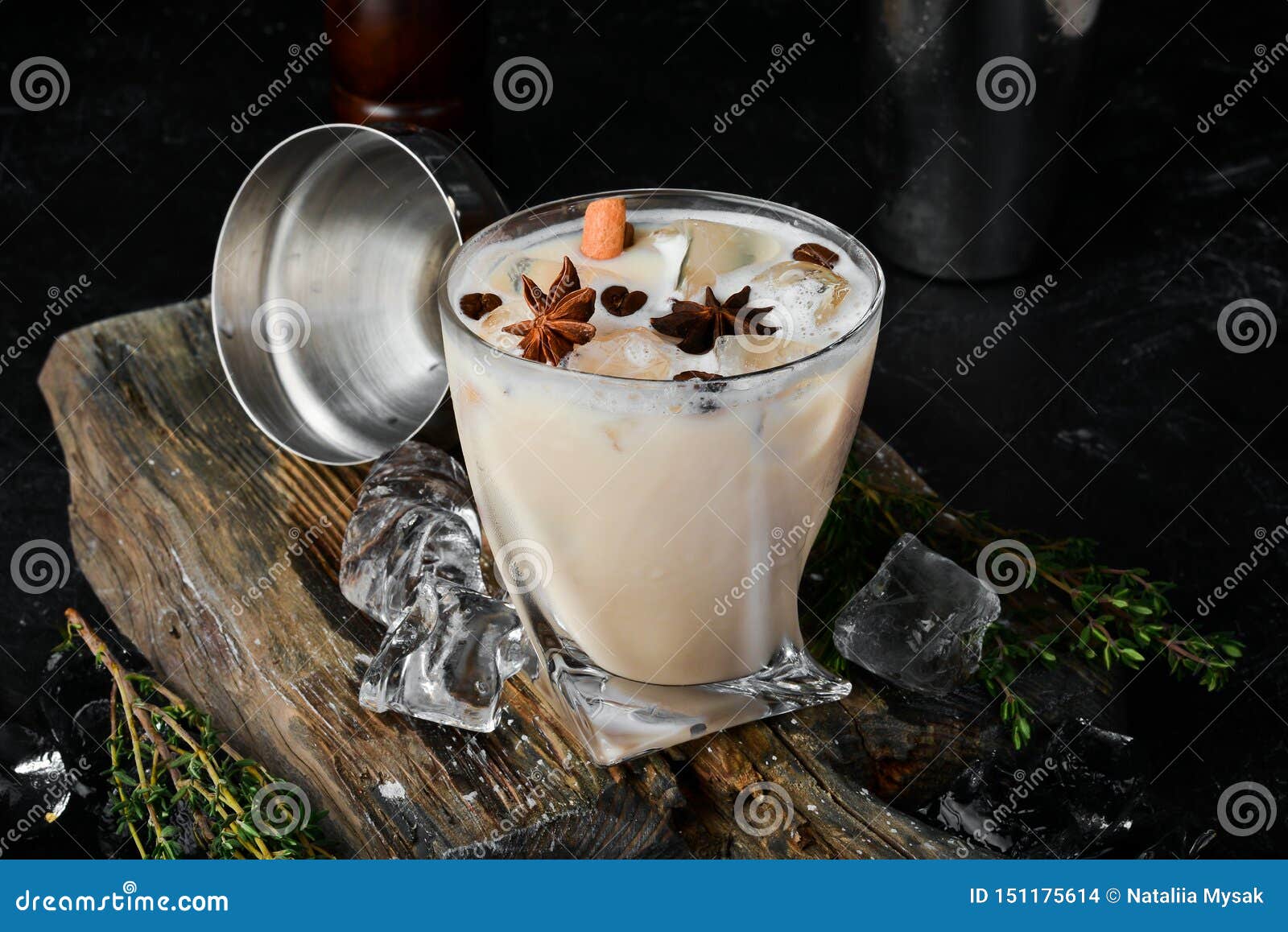 Coffee Cream Liqueur from Brandy and Whiskey. Stock Photo Image of