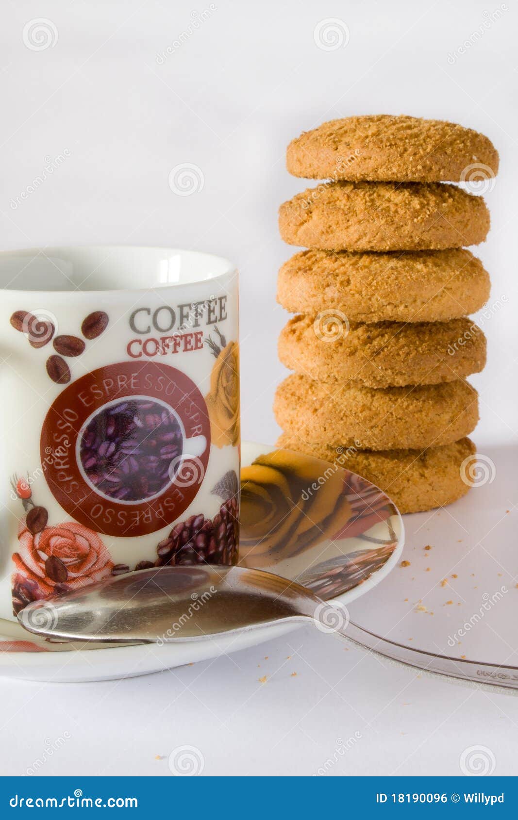 Coffee cup and biscuit stock photo. Image of cafe, spoon 18190096