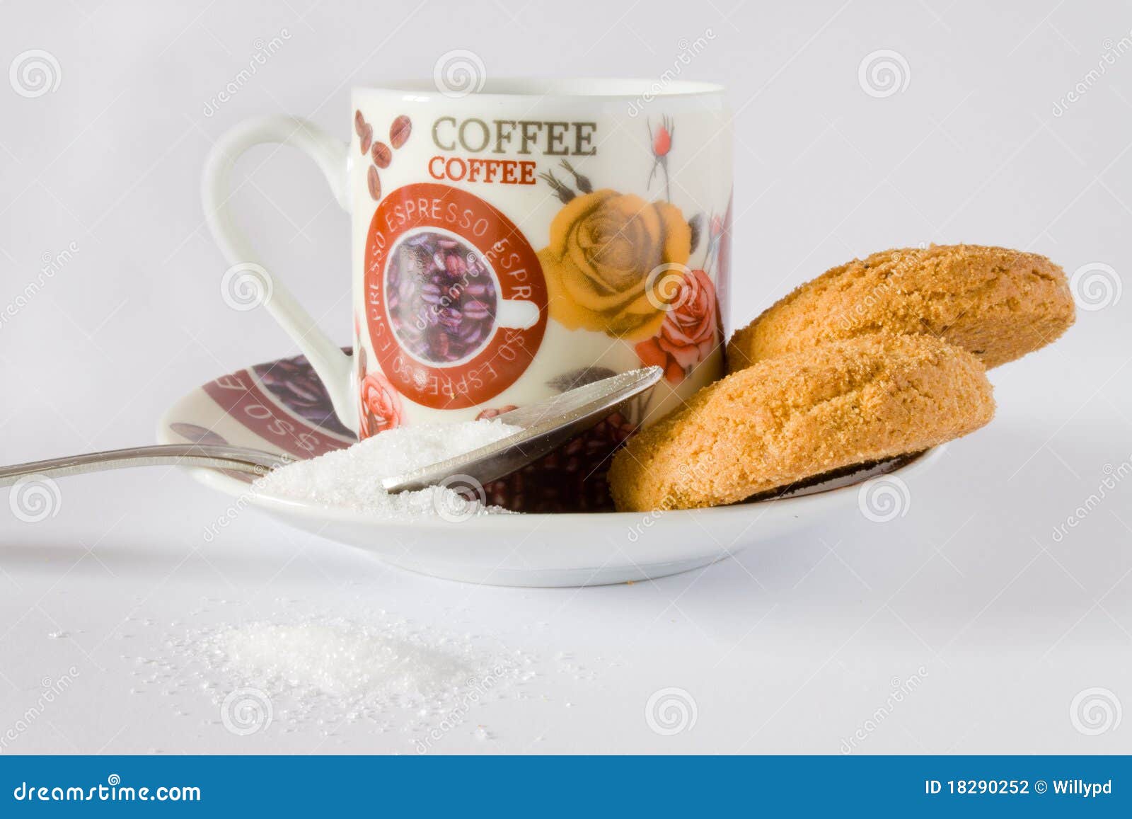 Coffee cup and biscuit stock photo. Image of beverage 18290252
