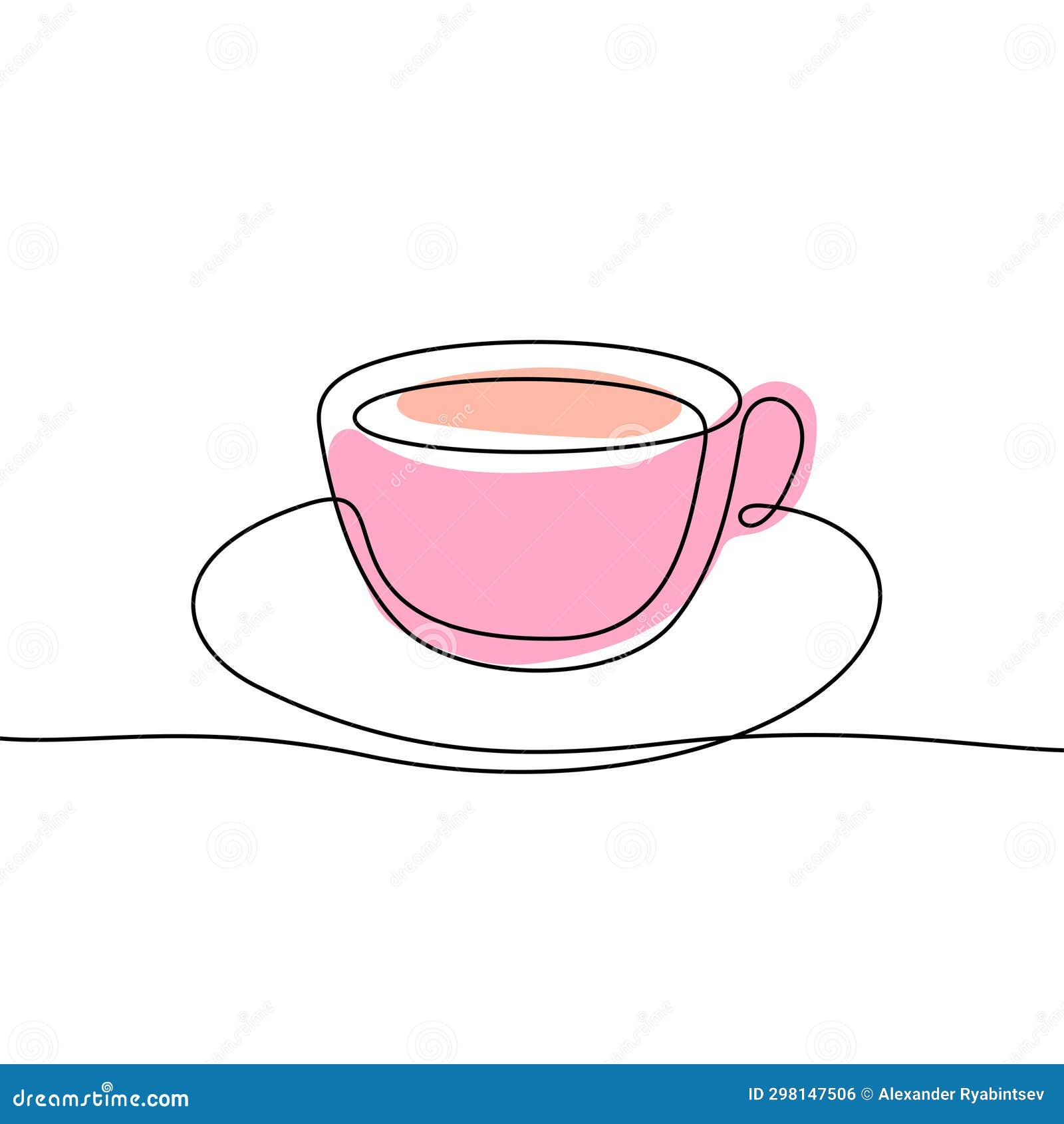 Coffee Cup One Line Colourful Vector Illustration Stock Illustration