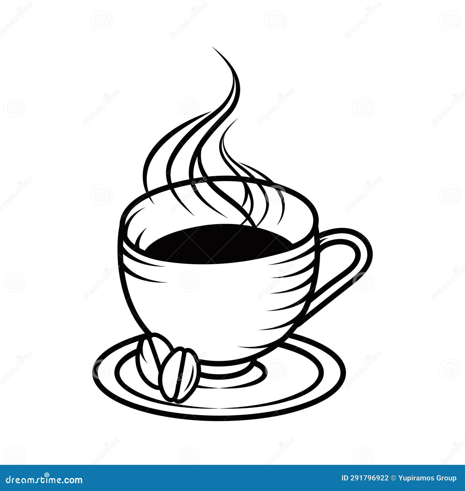 Coffee cup draw and beans stock illustration Illustration of espresso