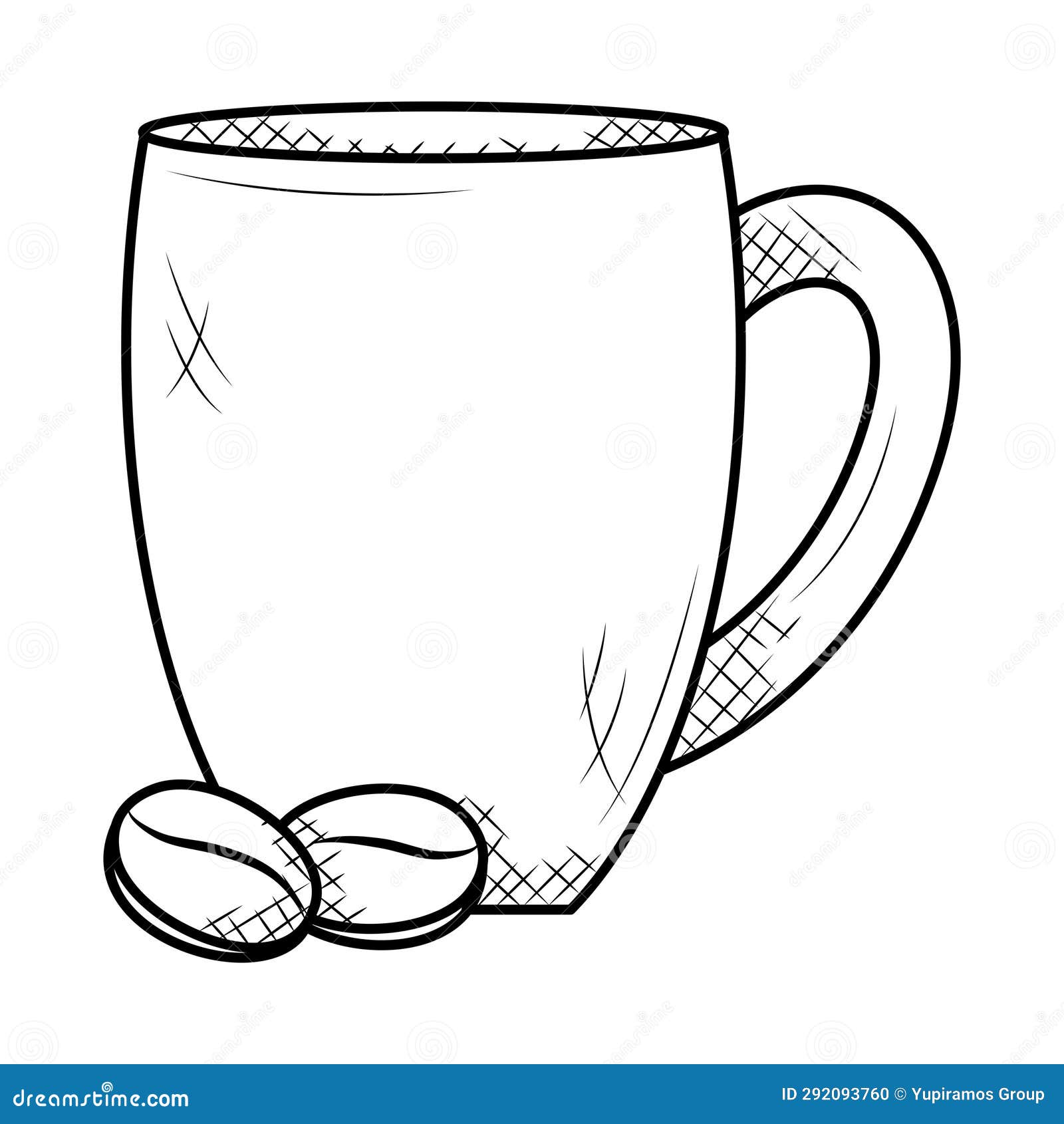 Coffee cup draw with beans stock illustration Illustration of break