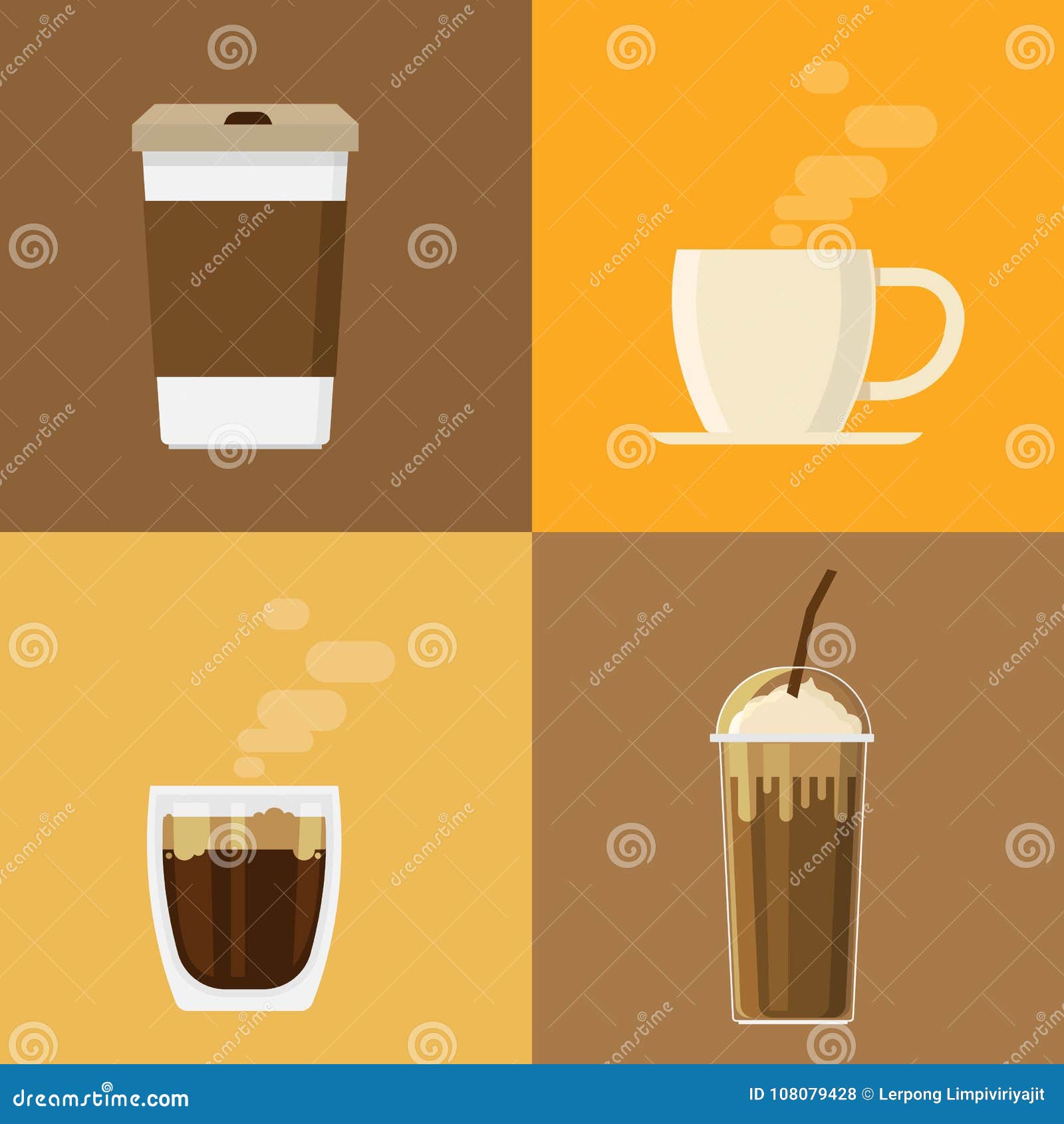 Coffee Cup Drink Icons Set Elements On Background Vector Illustration Stock Vector Illustration Of Maker Frappe