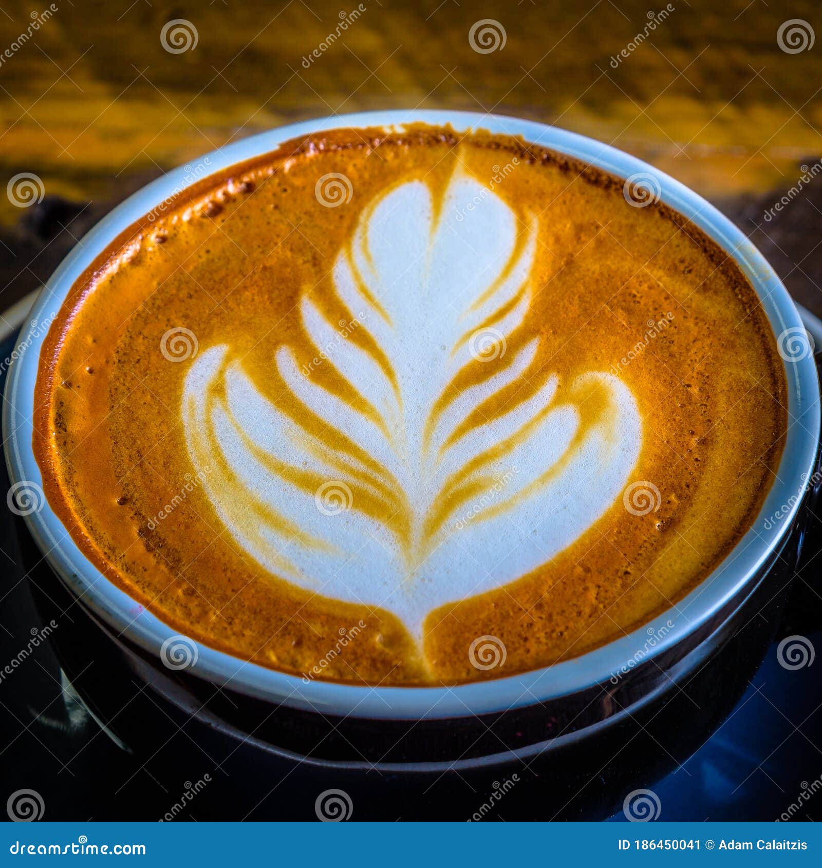 Coffee Cup Latte Art Flower Stock Image Image of barista, flower