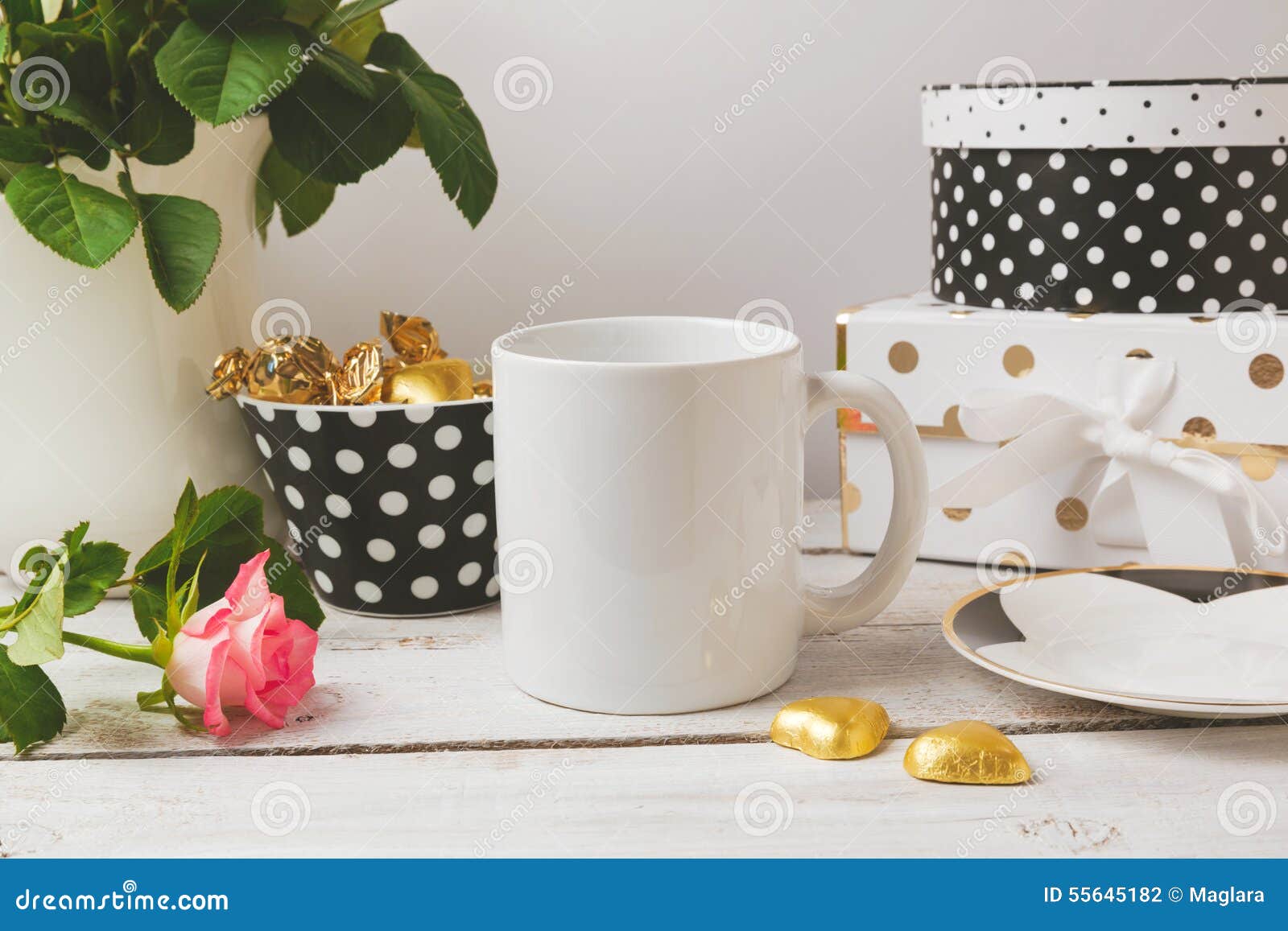 coffee cup mock up with glamour and elegant feminine objects
